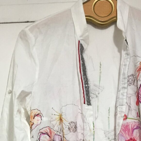 JUST WHITE DESIGN by SE FLORAL PRINT SHIRTS SIZE 42 - Picture 5 of 8